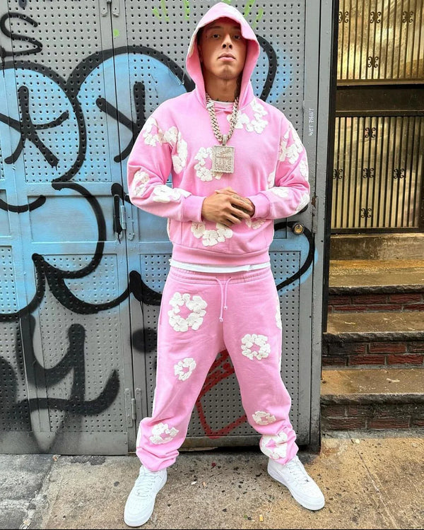 Conjunto Moletom Denim Tears Floral pink