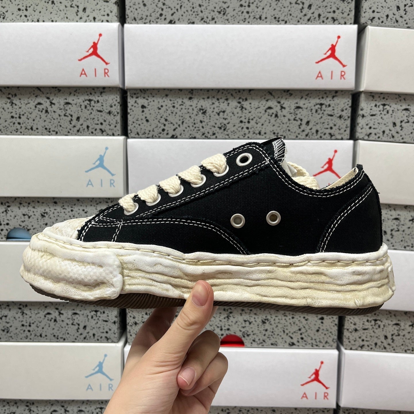 MIHARA YASUHIRO "Aged Sole Black Canvas"