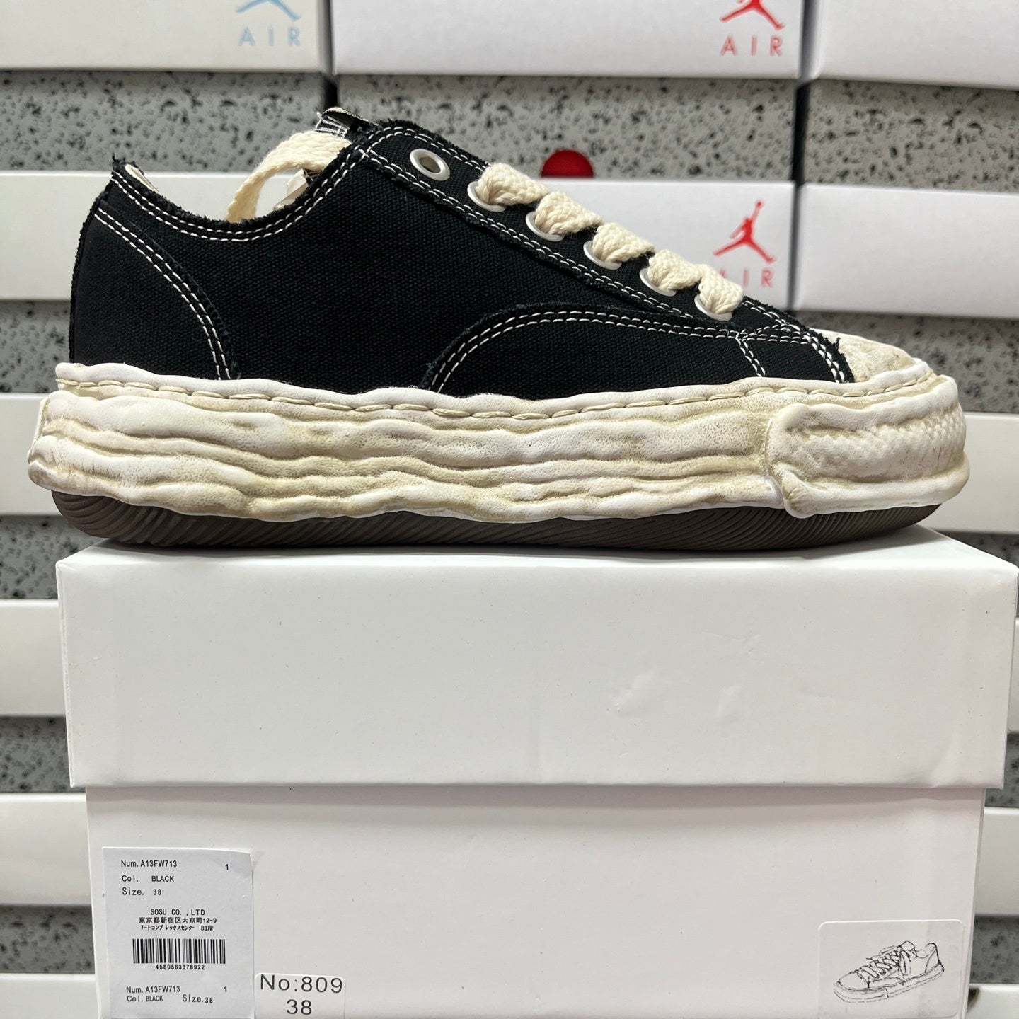 MIHARA YASUHIRO "Aged Sole Black Canvas"